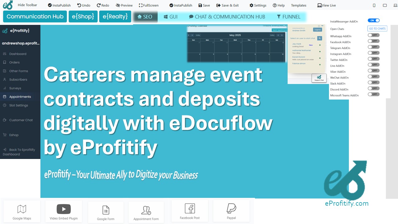 Caterers manage event contracts and deposits digitally with eDocuflow by eProfitify